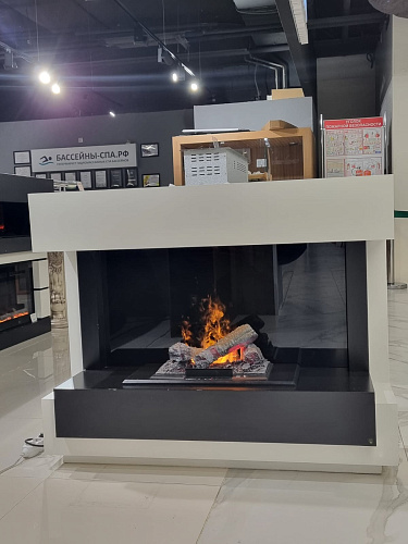 Биокамин Dimplex Cube очаг Cassette 400 LNH-INT (с дровами) белый с черным (выставочный образец)_2